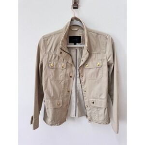 J.Crew Utility Jacket Military Style‎ Gold Hardware Beige Cotton Size XXS